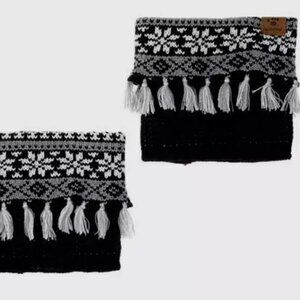 BEARPAW Fringe Boot Topper (Brown and Bergundy)